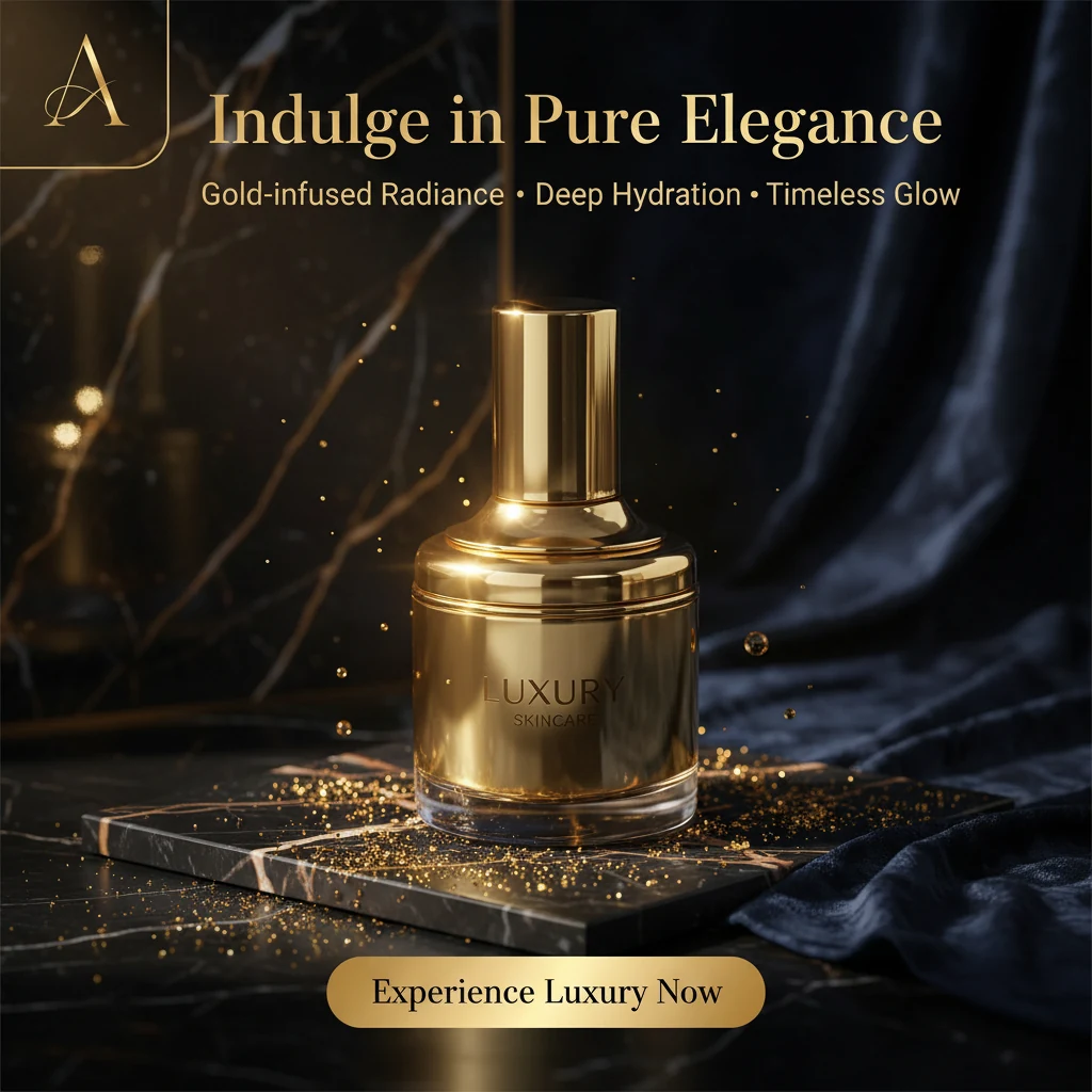 AI-generated luxury skincare ad poster variation 2