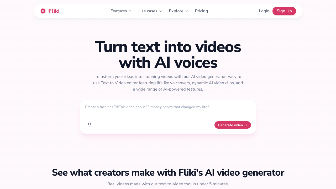 Fliki AI product screenshot