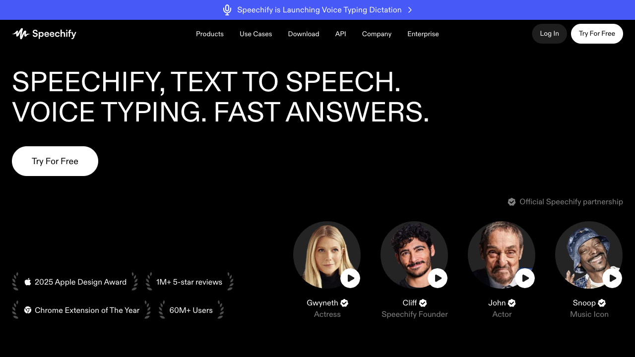 Speechify text to speech platform