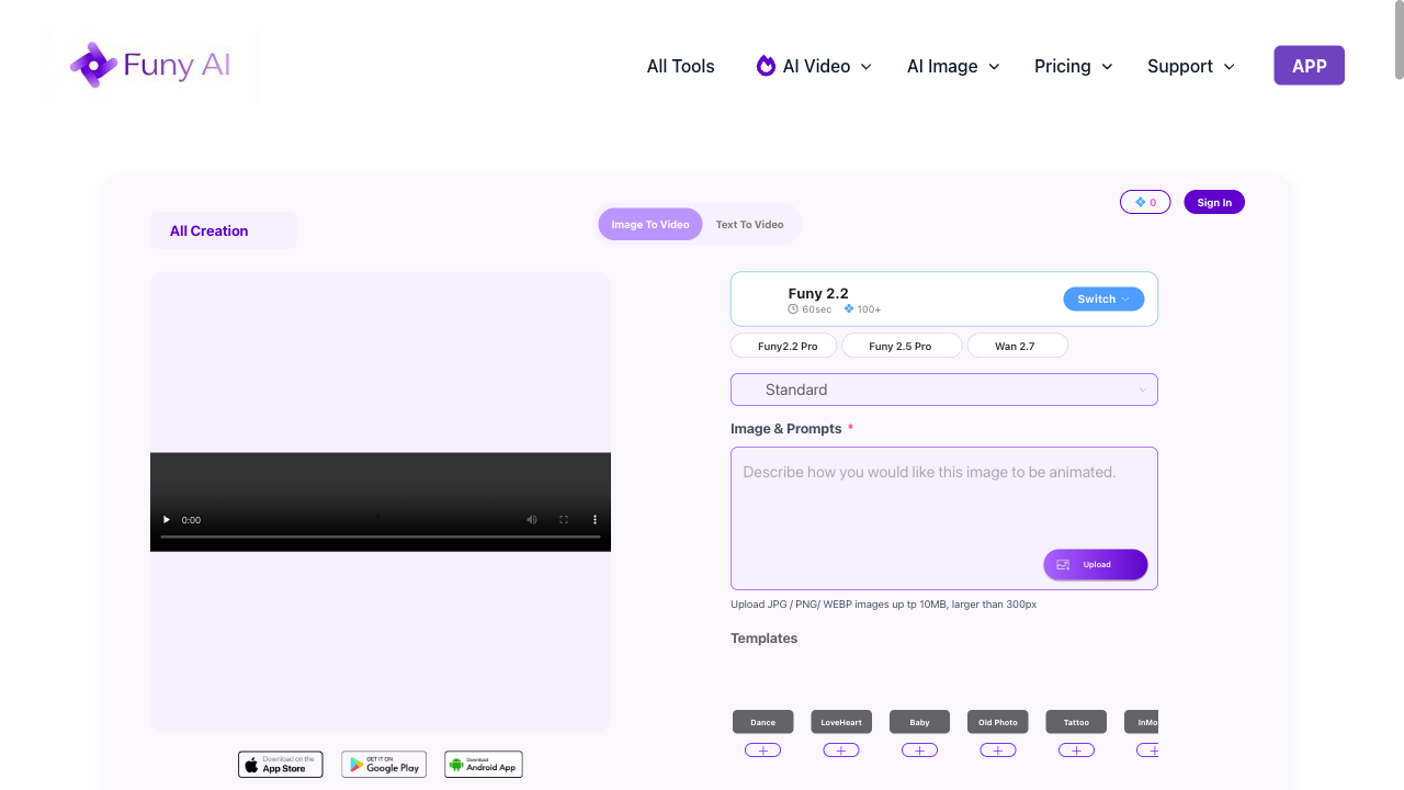 Funy AI product screenshot