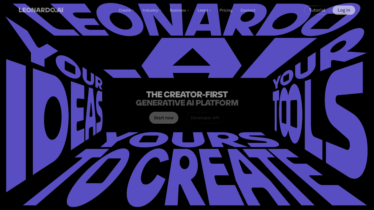 Leonardo AI image generator homepage
