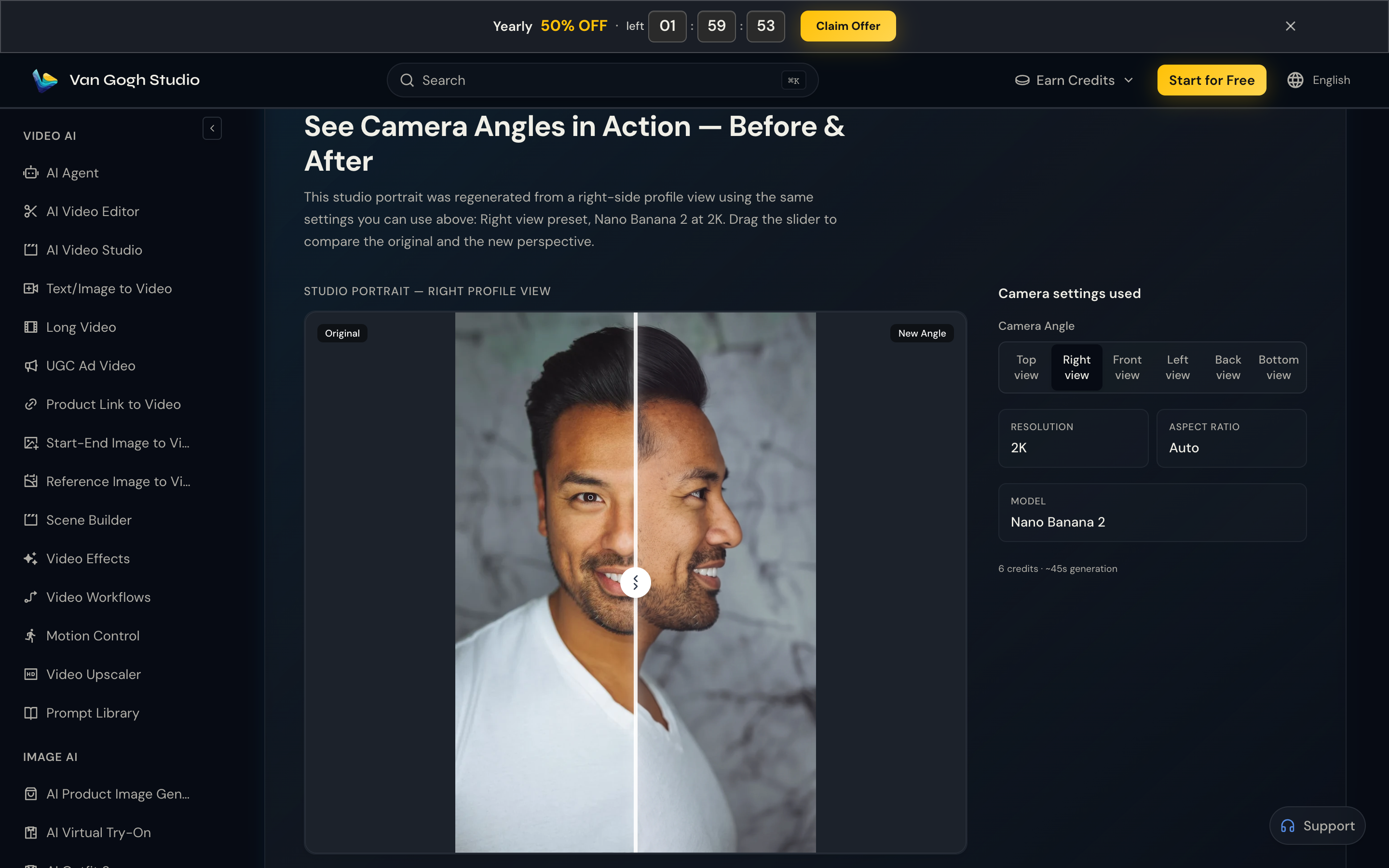 AI Angles before and after — original vs right-profile new angle