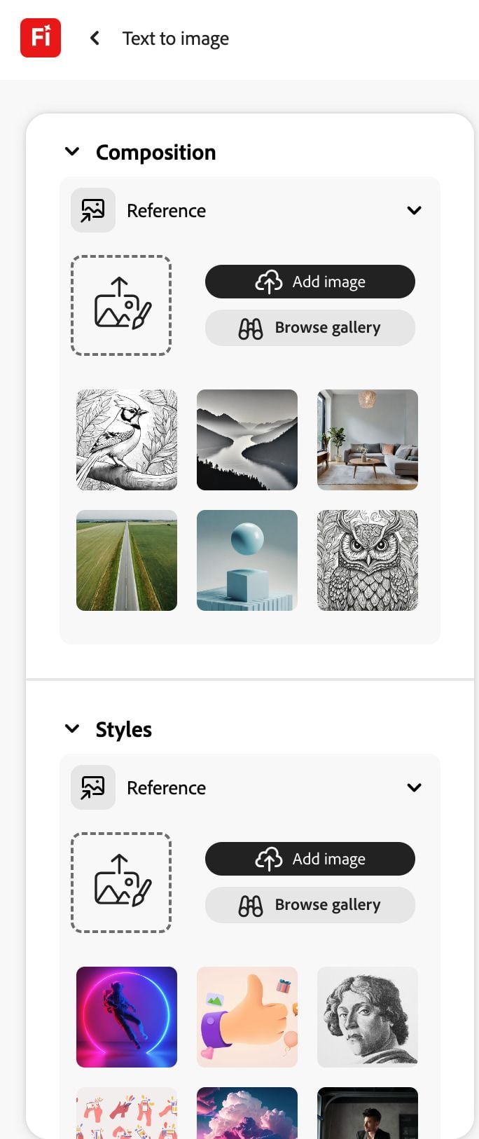 Adobe Firefly reference image controls for composition and style