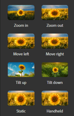 Adobe Firefly text-to-video camera motion controls