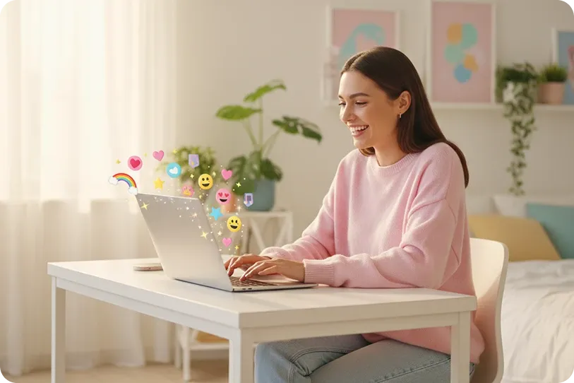 Creator using a laptop to produce social-ready video content
