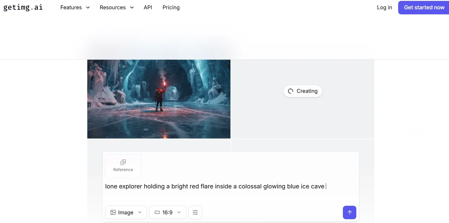 getimg.ai image generator creating fantasy scene from text prompt