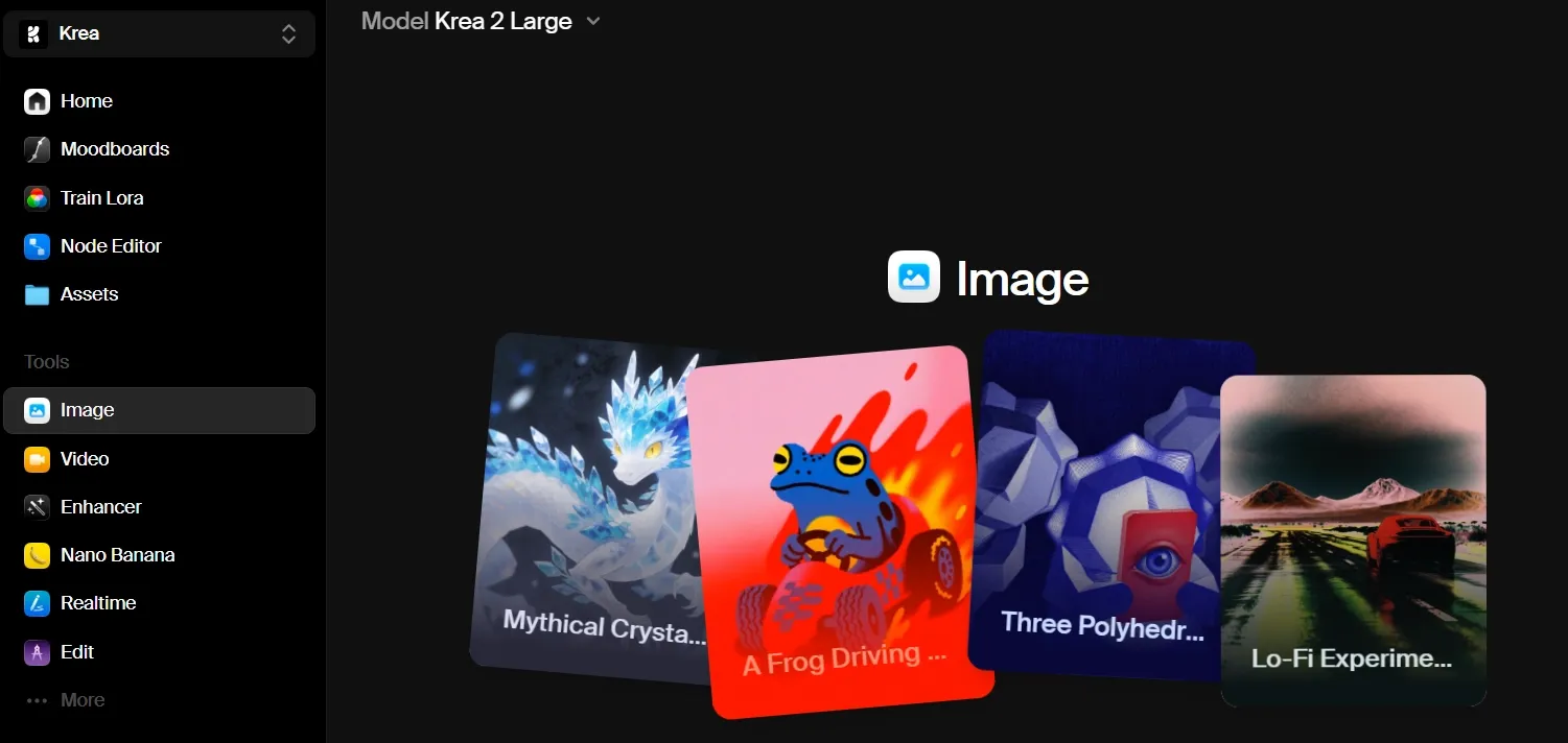 Krea AI interface