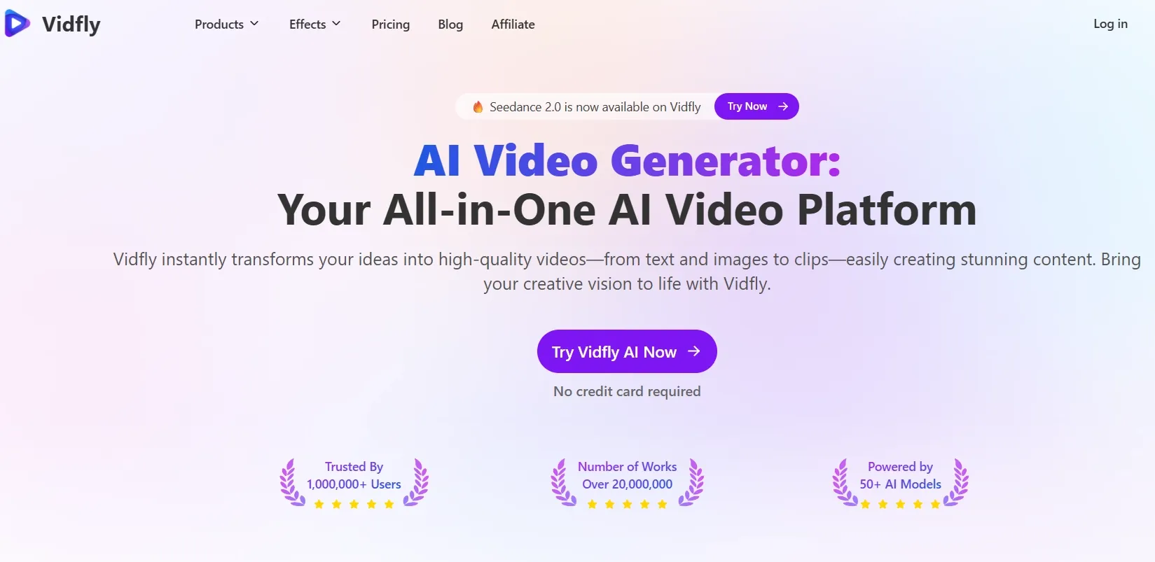 Home page of Vidfly AI