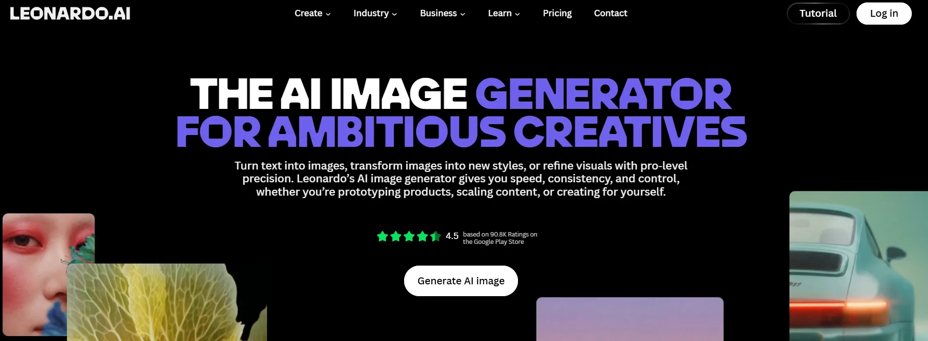Leonardo AI homepage screenshot