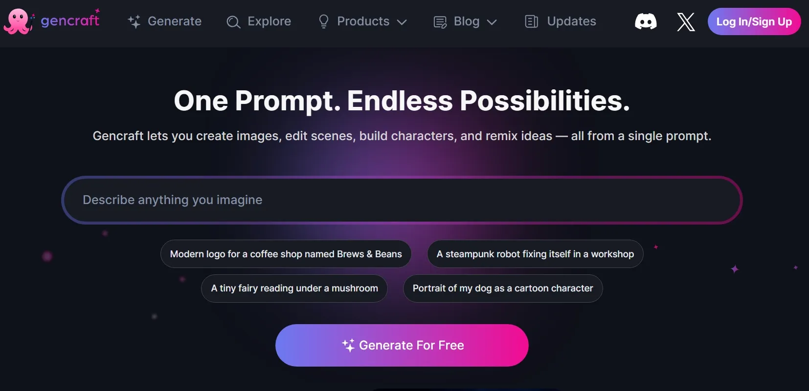Gencraft AI hompage