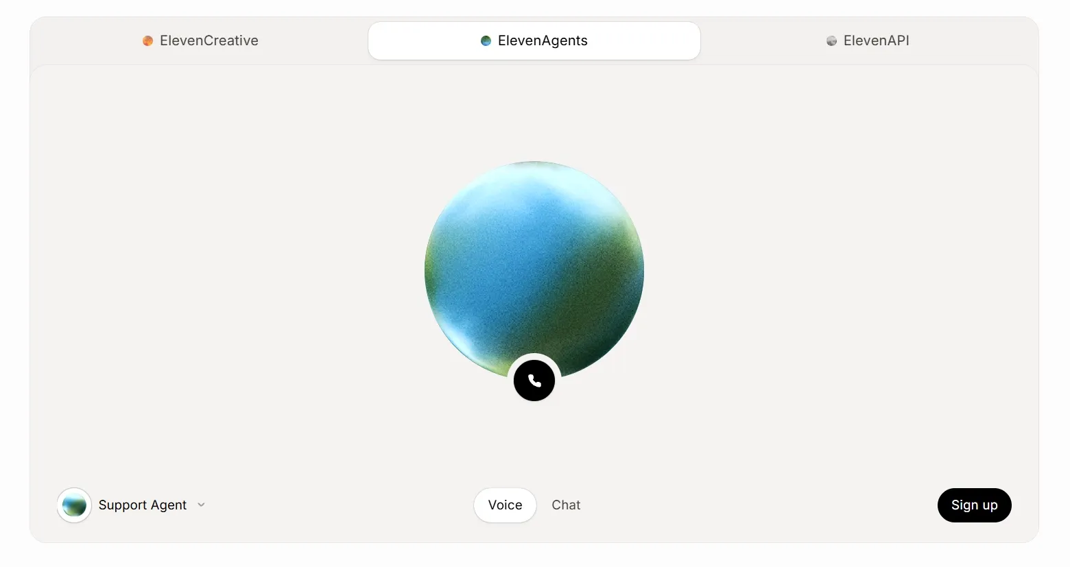 ElevenLabs AI voice agent interface