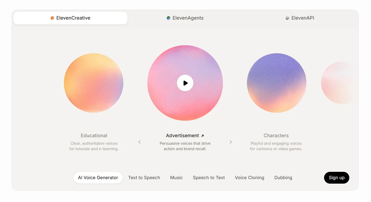 ElevenLabs AI voice library and speaking styles