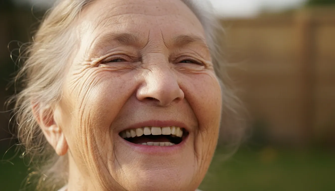 Elderly woman laughing portrait