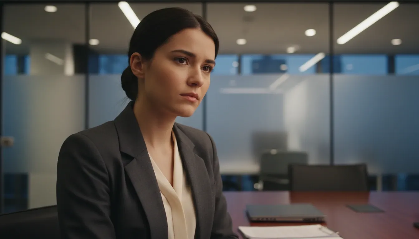 Tired but determined boardroom portrait