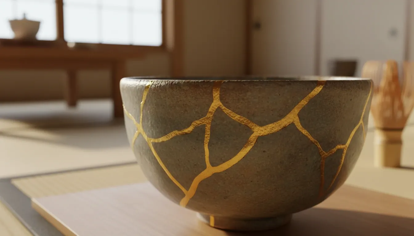 Japanese Kintsugi bowl detail