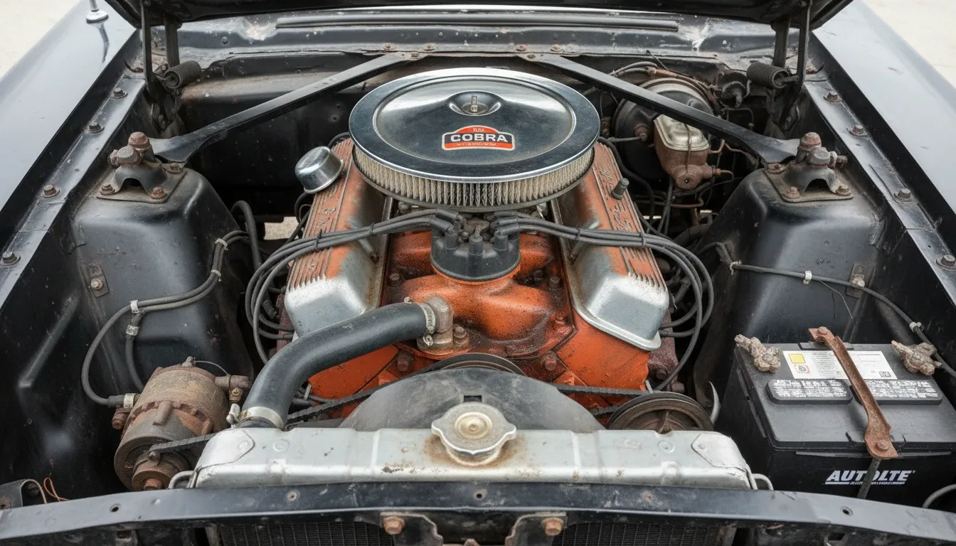 1960s muscle car V8 engine bay