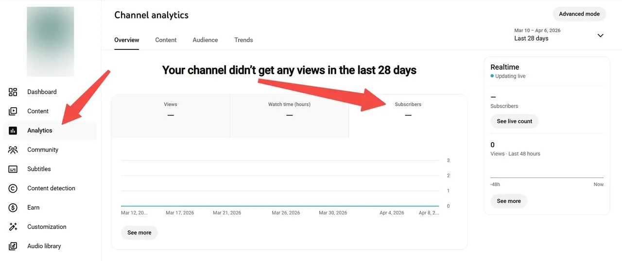 youtube studio can check subscribers