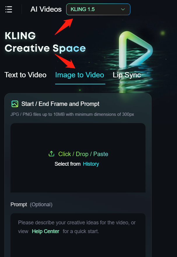 Kling AI image to video settings