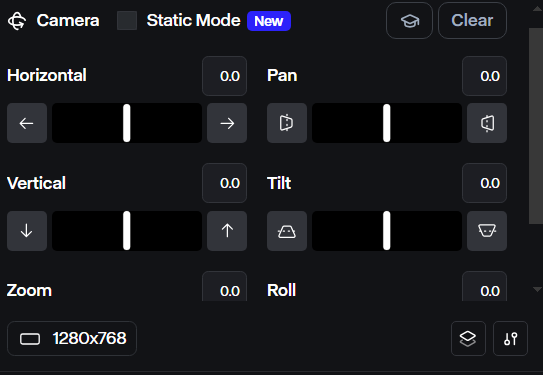 Adjust Camera Control sliders in Runway