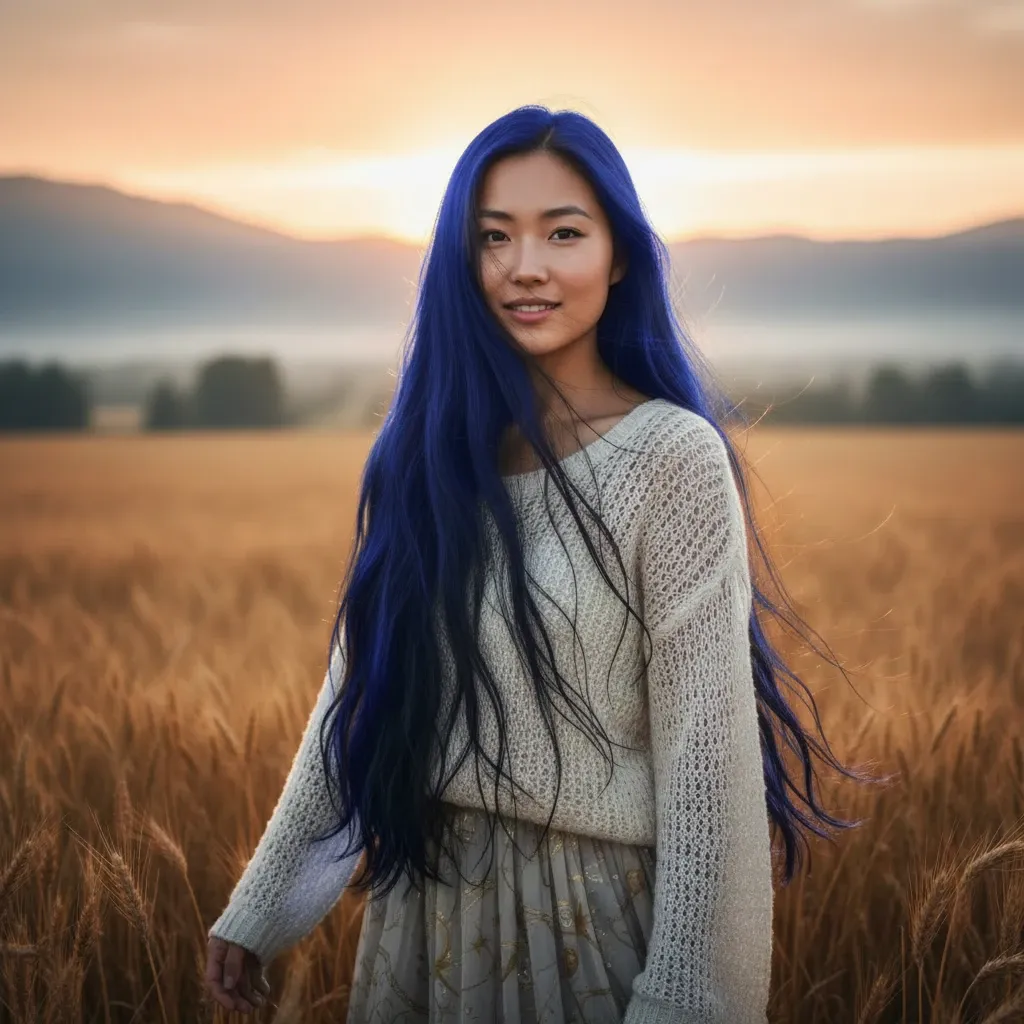 JoyFun AI hair color change from black to blue on the same portrait