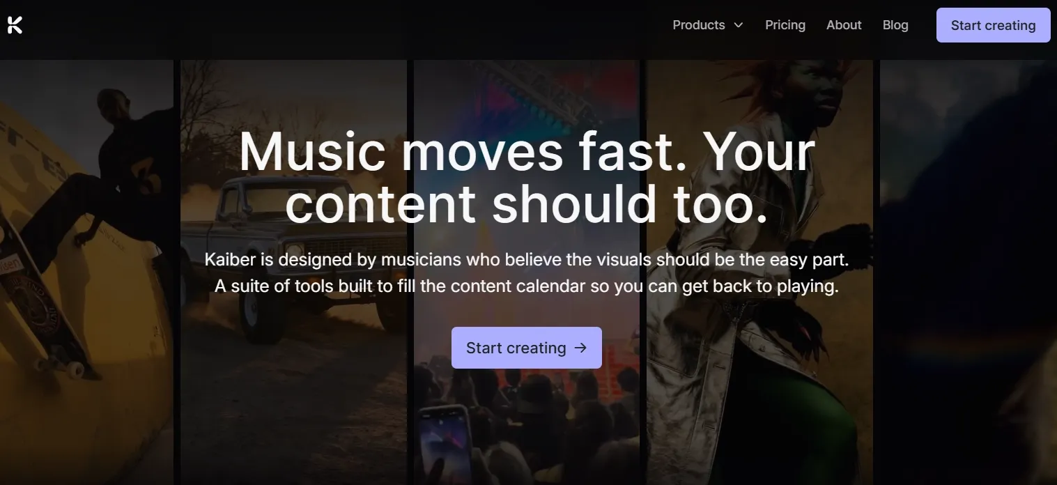 Kaiber promotional creative for musicians building AI music visuals