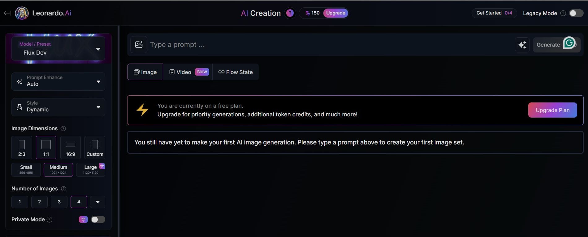 Leonardo AI image generation interface