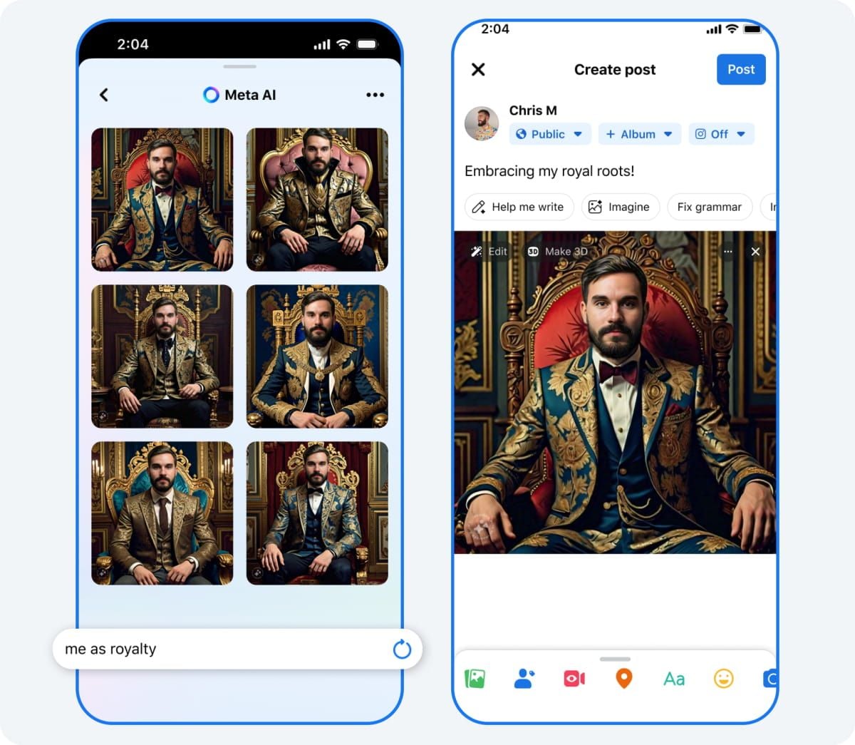 Imagine generation inside Facebook post flow