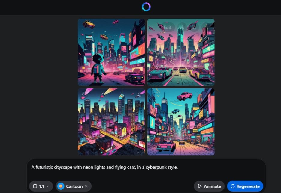 Cartoon-style cyberpunk cityscape variation
