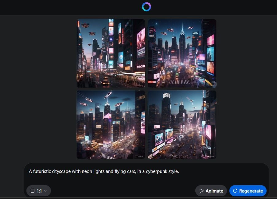 Cyberpunk cityscape from Meta AI Imagine