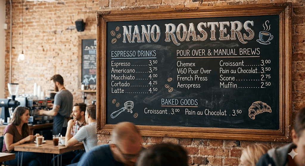 Coffee shop chalkboard menu generated by Nano Banana 2