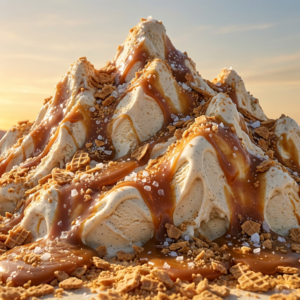 Ice cream mountain range generated from texture