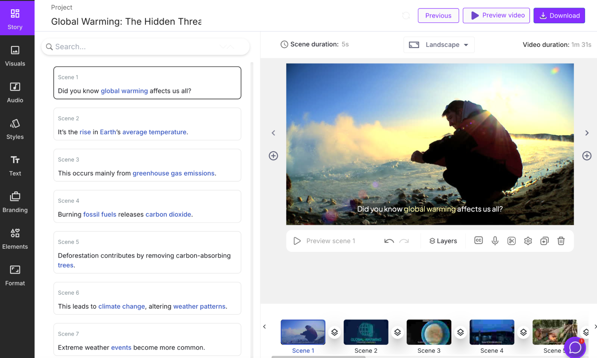 Pictory AI storyboard customization