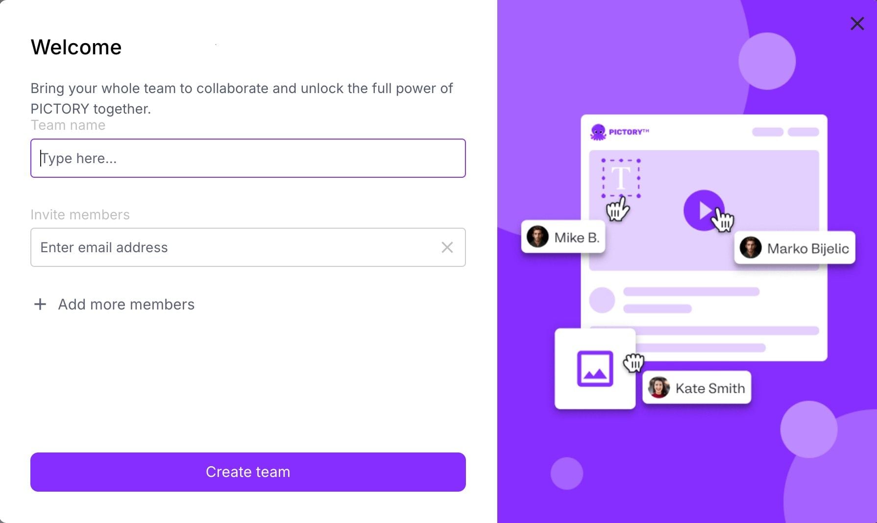 Pictory AI team collaboration