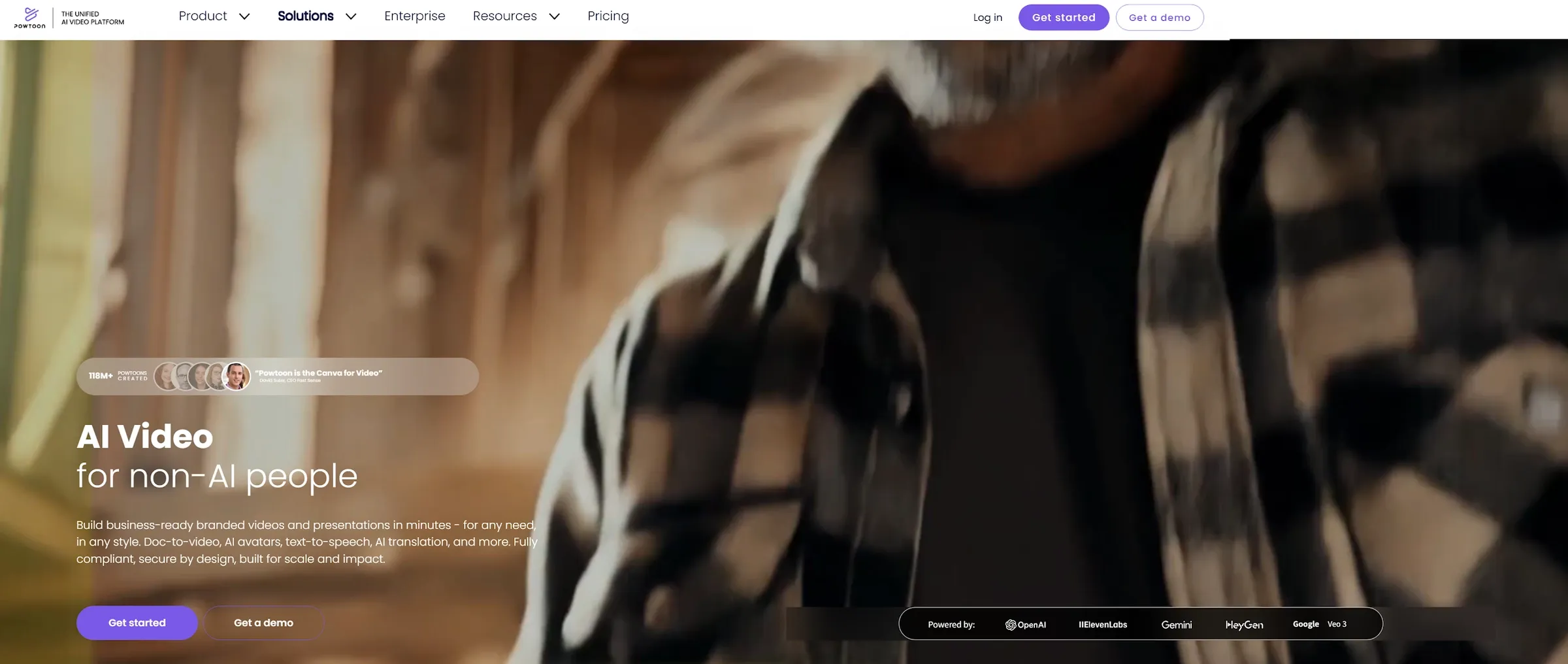 Promotional banner for AI video solutions targeting non-AI users.