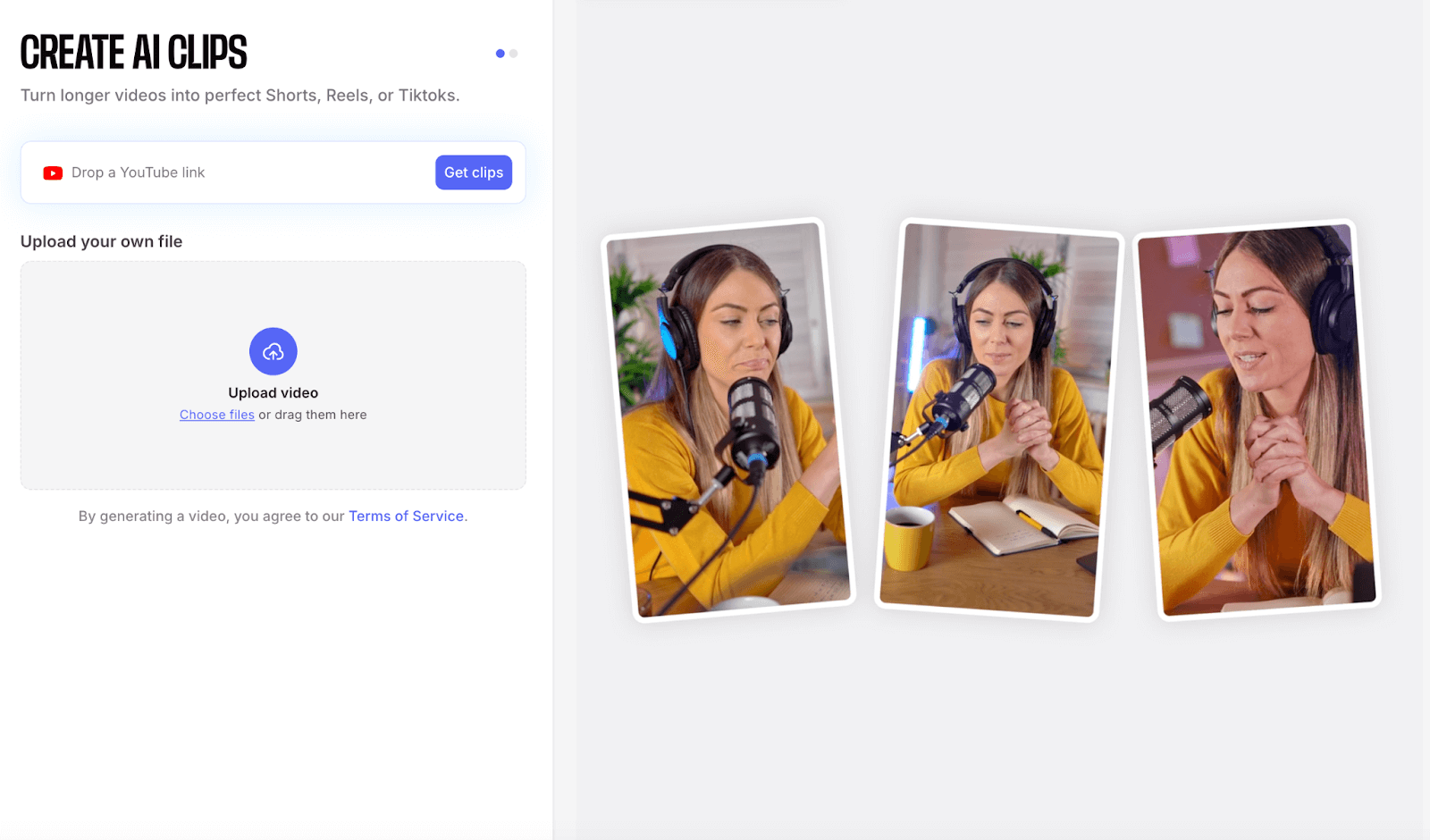 VEED AI tools and media options