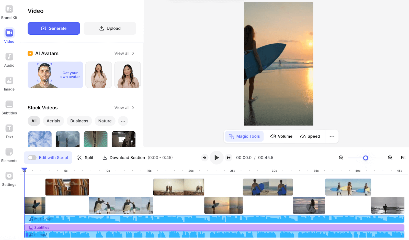 VEED online video editor timeline