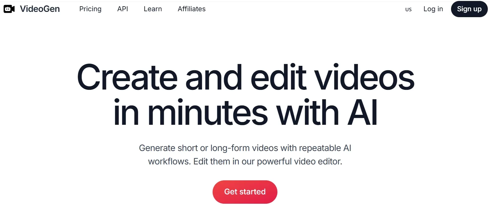 VideoGen AI video creation interface