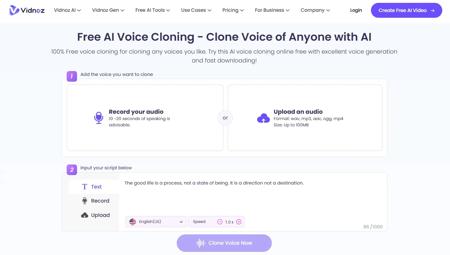 Free AI voice cloning tool for realistic custom voice generation