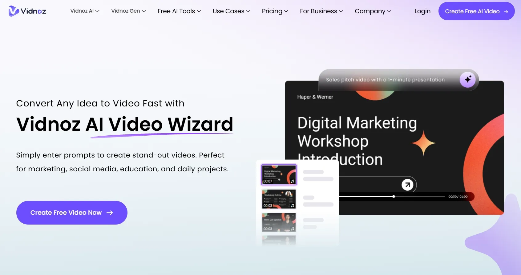 AI video wizard turning prompts into polished marketing videos