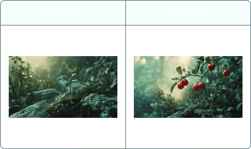 Kling AI start frame and end frame comparison